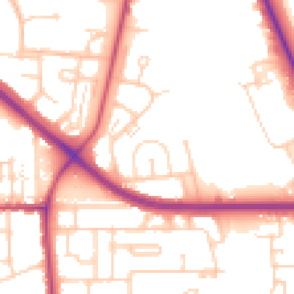 Daytime road noise heatmap for DN16 1RT