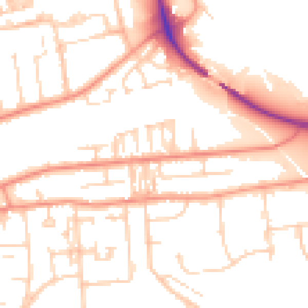 Daytime road noise heatmap for DN16 1TE