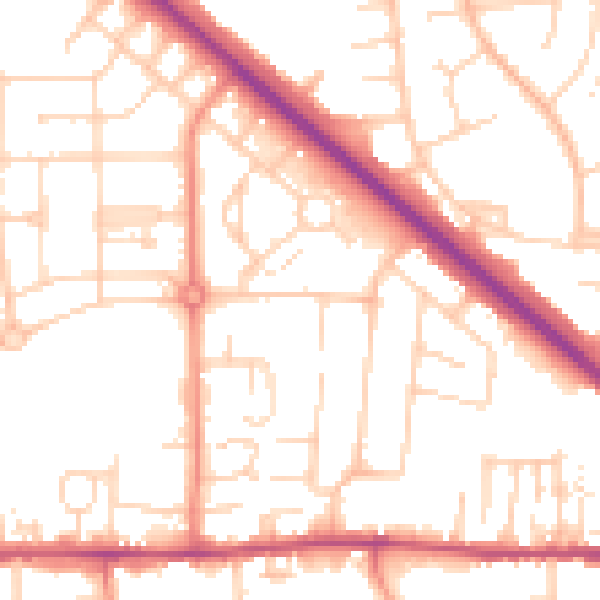 Daytime road noise heatmap for DN16 2HN