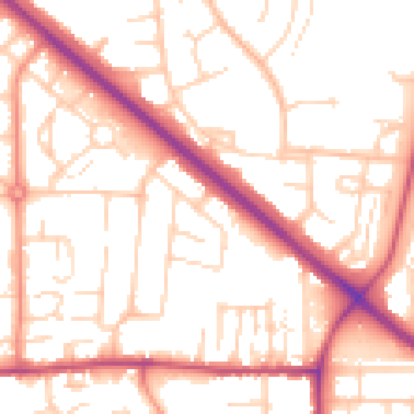 Daytime road noise heatmap for DN16 2LP