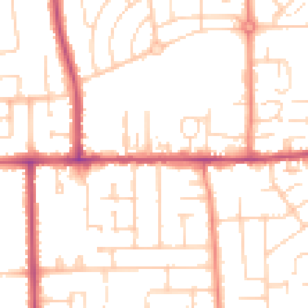 Daytime road noise heatmap for DN16 2SQ
