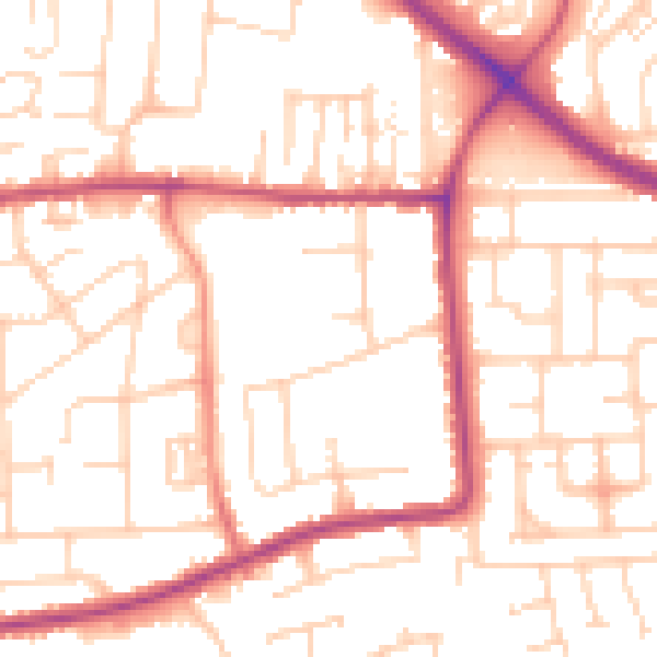 Daytime road noise heatmap for DN16 3AD