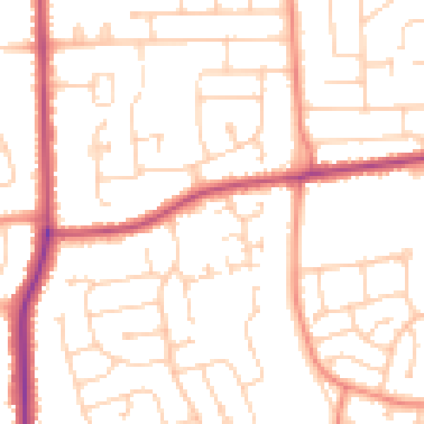 Daytime road noise heatmap for DN16 3LB