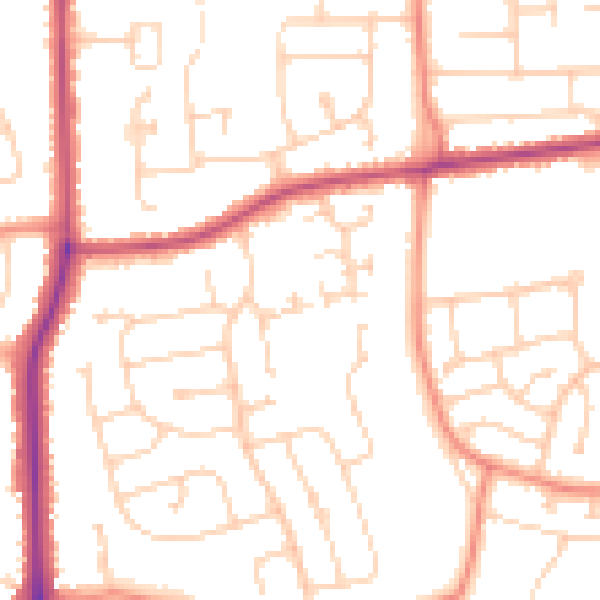 Daytime road noise heatmap for DN16 3LZ