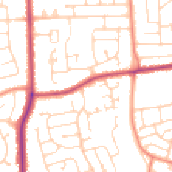 Daytime road noise heatmap for DN16 3ND