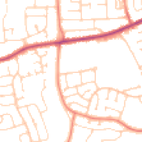 Daytime road noise heatmap for DN16 3QZ