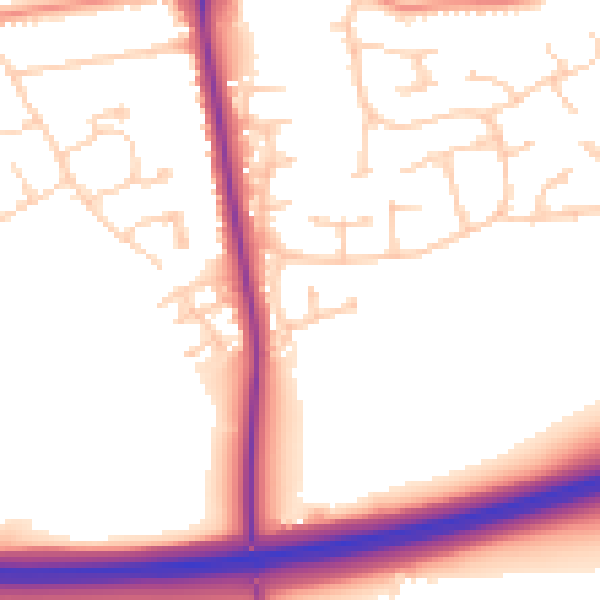 Daytime road noise heatmap for DN16 3TP