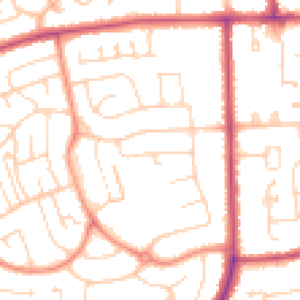 Daytime road noise heatmap for DN17 2LX