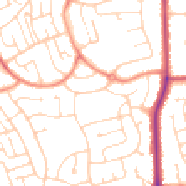 Daytime road noise heatmap for DN17 2NQ