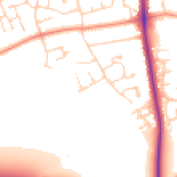 Daytime road noise heatmap for DN17 2UH