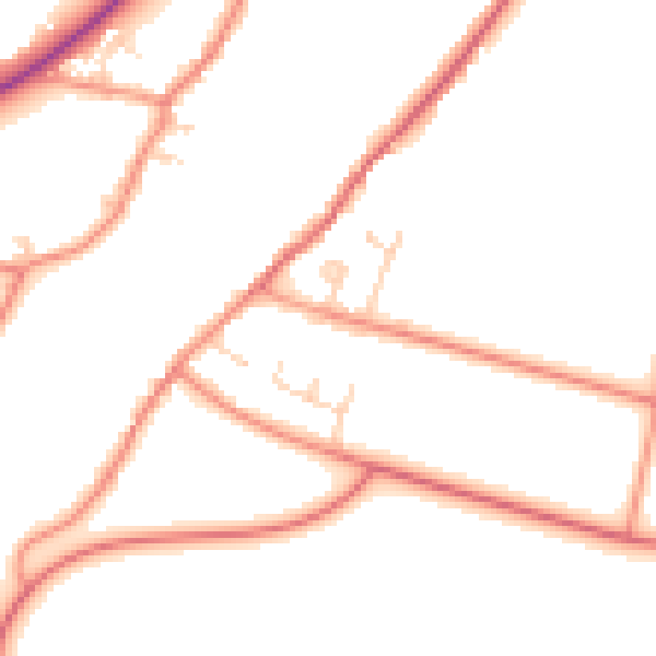 Daytime road noise heatmap for DN17 3NB