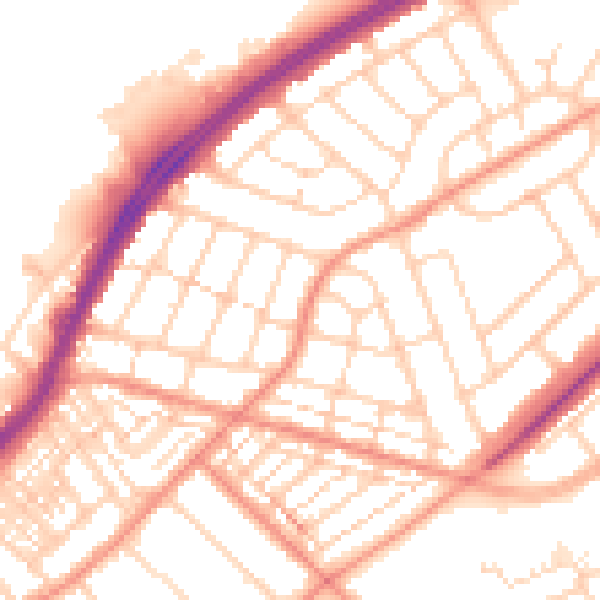 Daytime road noise heatmap for DN2 4BA