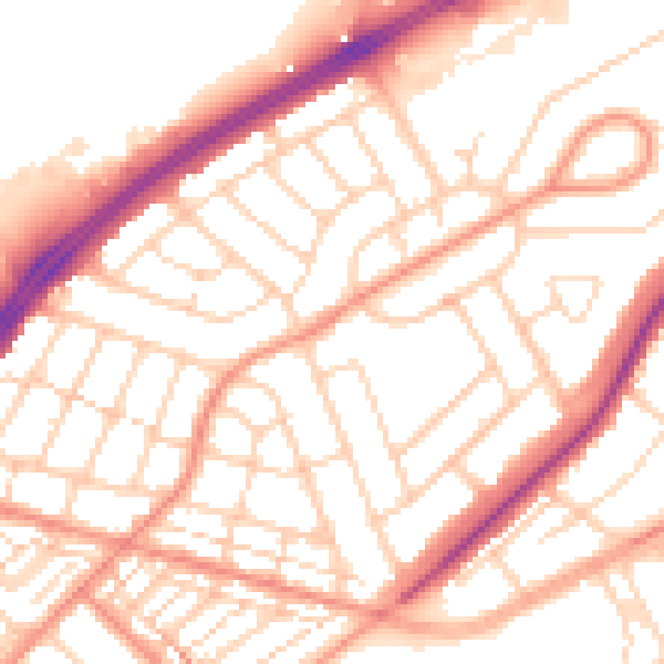 Daytime road noise heatmap for DN2 4BD