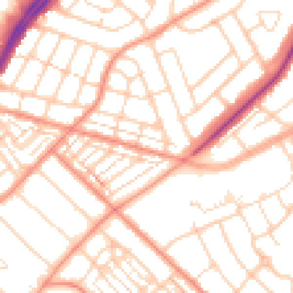 Daytime road noise heatmap for DN2 4BS