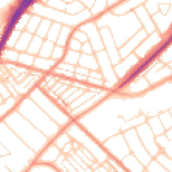 Daytime road noise heatmap for DN2 4BT