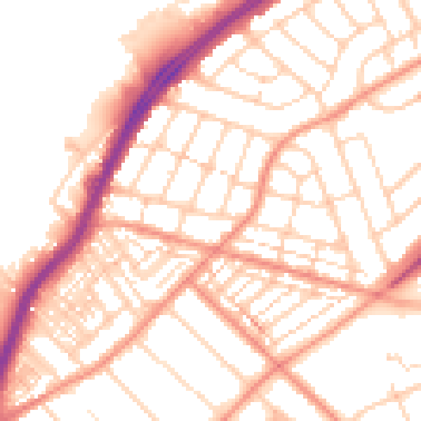 Daytime road noise heatmap for DN2 4DF