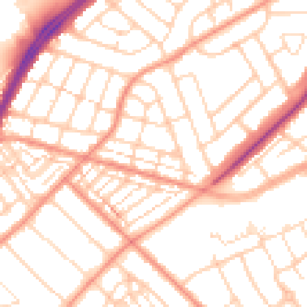 Daytime road noise heatmap for DN2 4DH