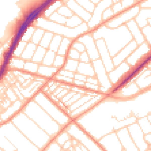 Daytime road noise heatmap for DN2 4DQ