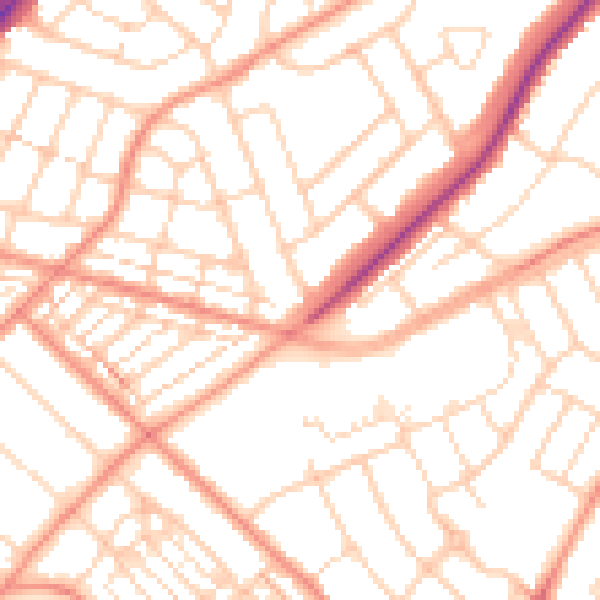 Daytime road noise heatmap for DN2 4EE