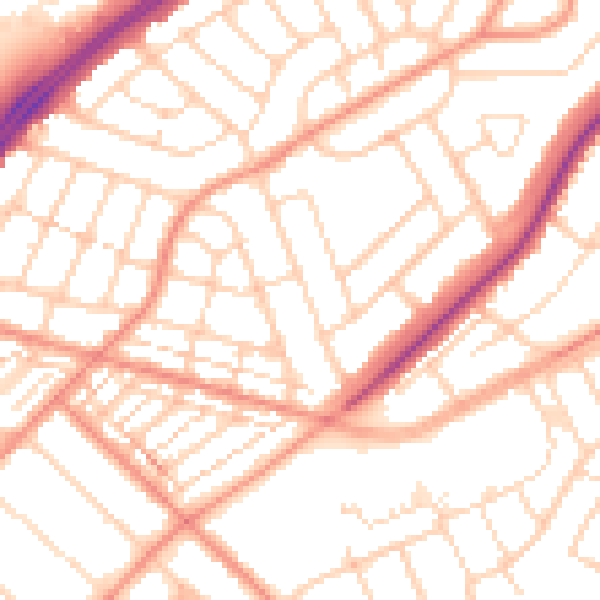 Daytime road noise heatmap for DN2 4HT