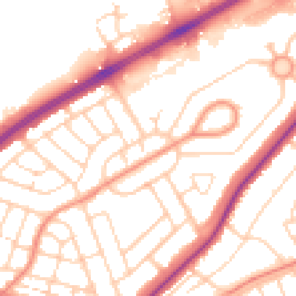 Daytime road noise heatmap for DN2 4JU