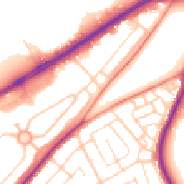 Daytime road noise heatmap for DN2 4PT