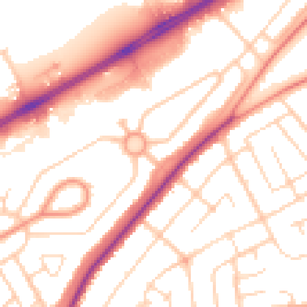 Daytime road noise heatmap for DN2 4PZ