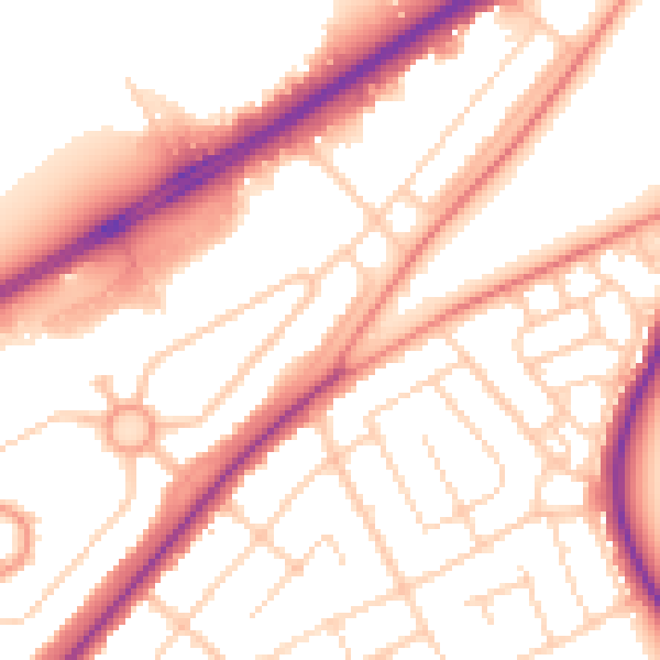 Daytime road noise heatmap for DN2 4QH