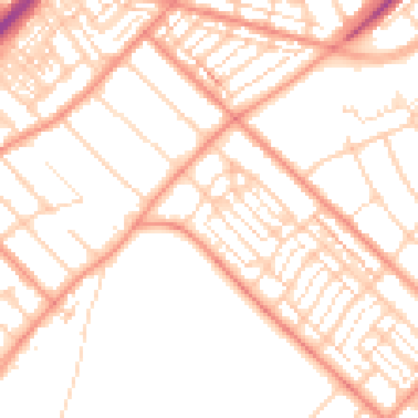 Daytime road noise heatmap for DN2 5BT