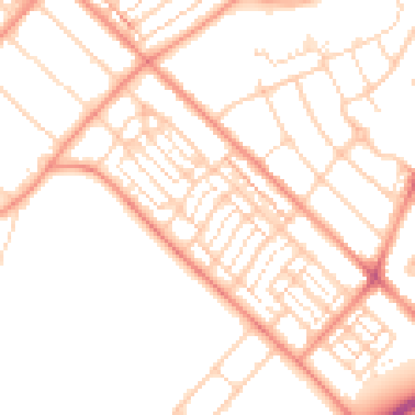Daytime road noise heatmap for DN2 5DD