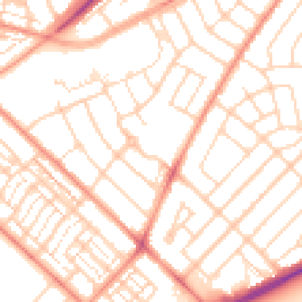 Daytime road noise heatmap for DN2 5HE