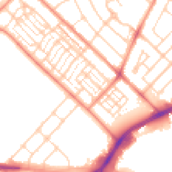 Daytime road noise heatmap for DN2 5HW