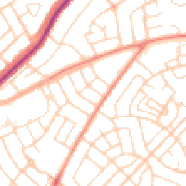 Daytime road noise heatmap for DN2 5JS