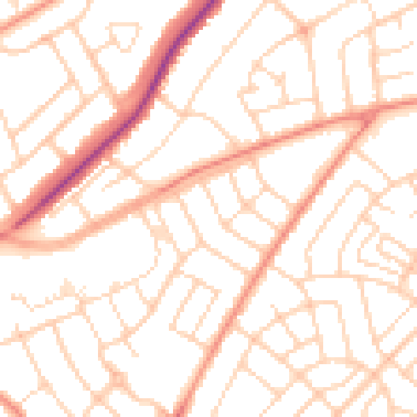 Daytime road noise heatmap for DN2 5JU
