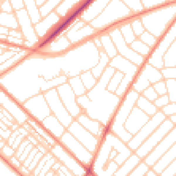Daytime road noise heatmap for DN2 5LG