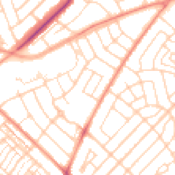 Daytime road noise heatmap for DN2 5LL