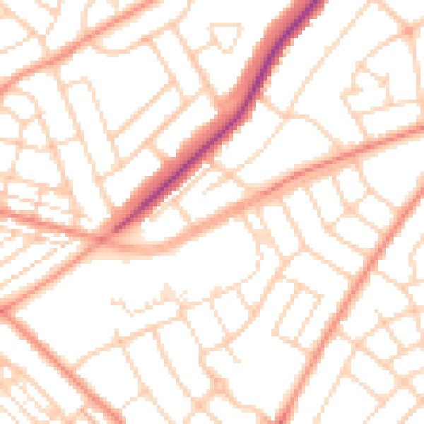 Daytime road noise heatmap for DN2 5LU