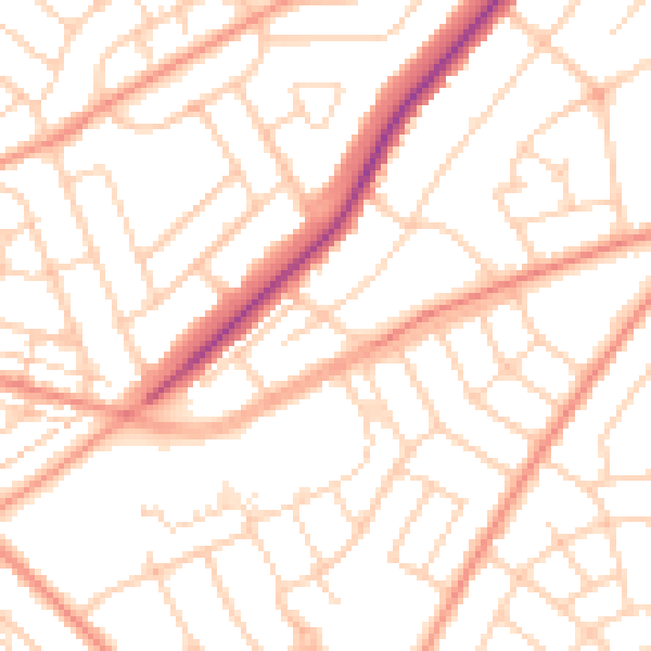 Daytime road noise heatmap for DN2 5LZ