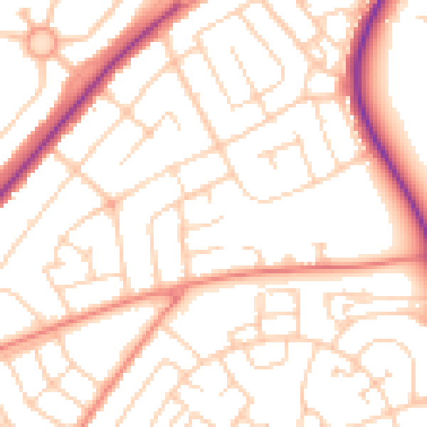 Daytime road noise heatmap for DN2 5PH