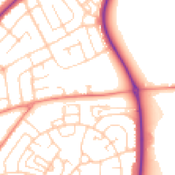 Daytime road noise heatmap for DN2 5PW