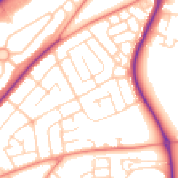 Daytime road noise heatmap for DN2 5QP