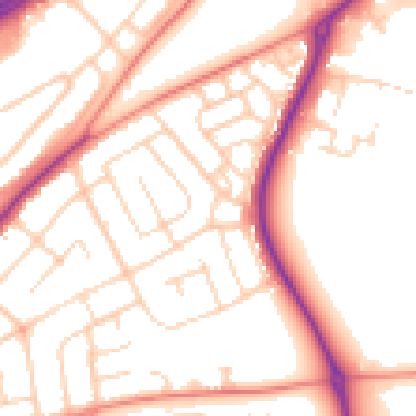 Daytime road noise heatmap for DN2 5QT