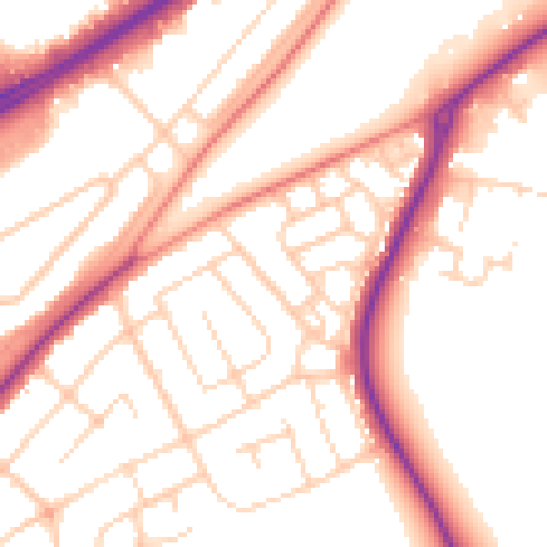Daytime road noise heatmap for DN2 5QY