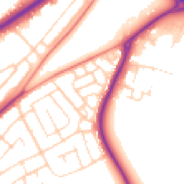 Daytime road noise heatmap for DN2 5RE