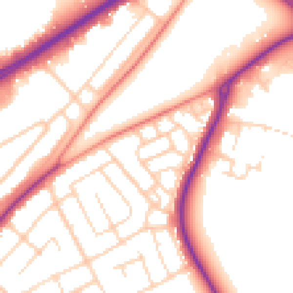 Daytime road noise heatmap for DN2 5RG