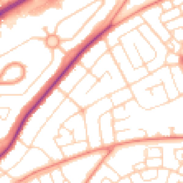 Daytime road noise heatmap for DN2 5SJ