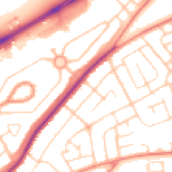 Daytime road noise heatmap for DN2 5SQ