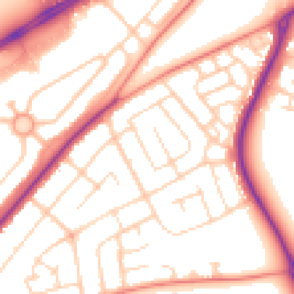 Daytime road noise heatmap for DN2 5SU