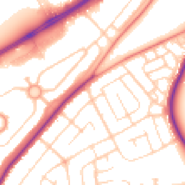 Daytime road noise heatmap for DN2 5SW