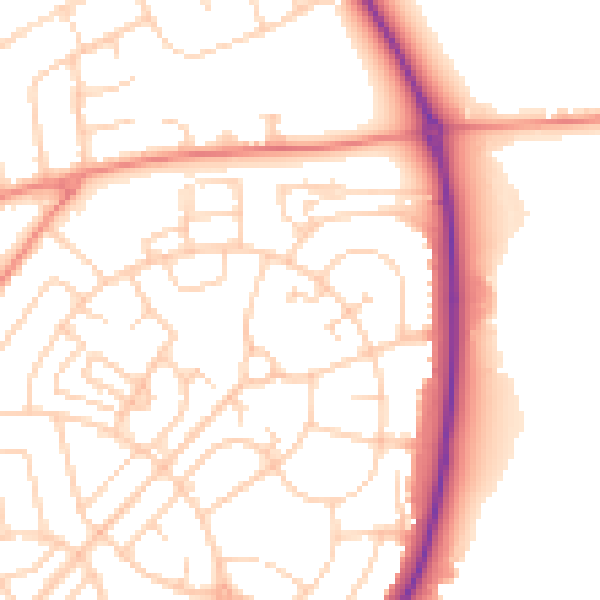 Daytime road noise heatmap for DN2 6AF